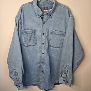 Ridgecut Toughwear Button Down Shirt Men 3XL Denim Jeans Top Workwear Cotton SEE